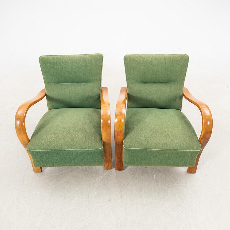 Armchairs, a pair, 1940s.