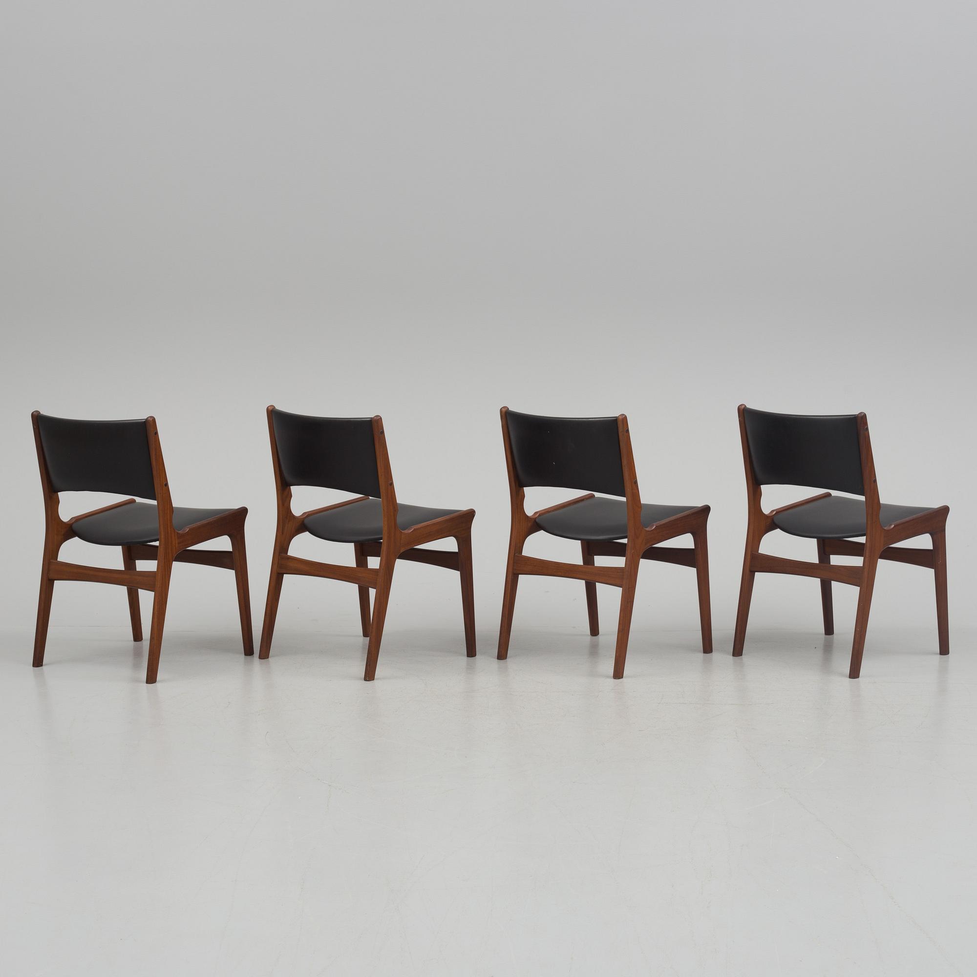 Four 60s "Nova" dining chairs from Denmark.