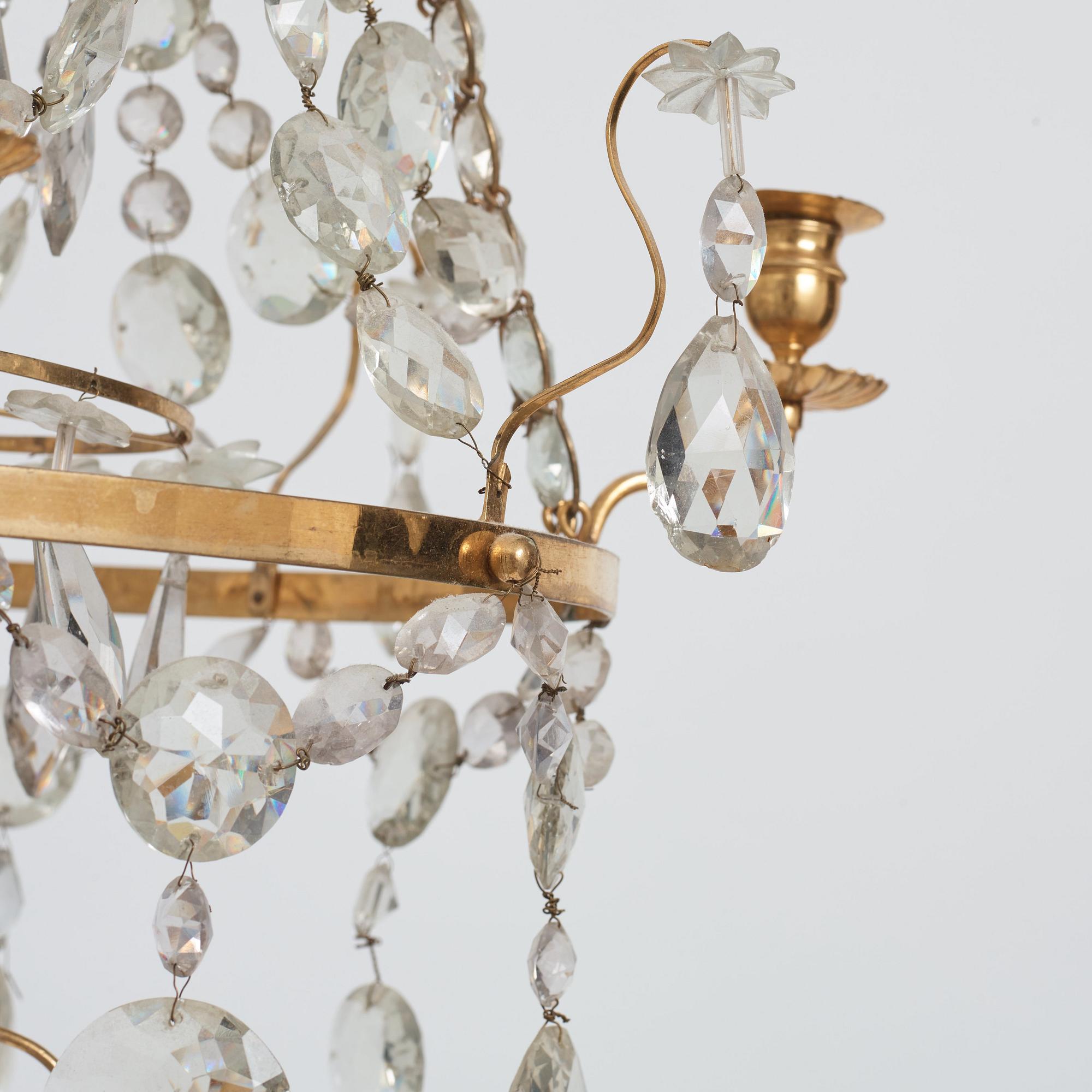 A Gustavian four-light chandelier, by O Westerberg (Stockholm circa 1769-1811), late 18th century.