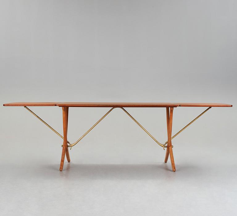 Hans J. Wegner, a teak, beech and brass dining table, model "AT-314", for Andreas Tuck, Denmark 1950-60's.