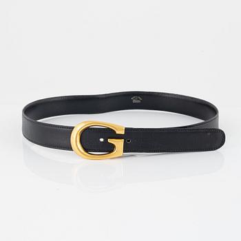 Gucci, two black leather belts, size 70-85.