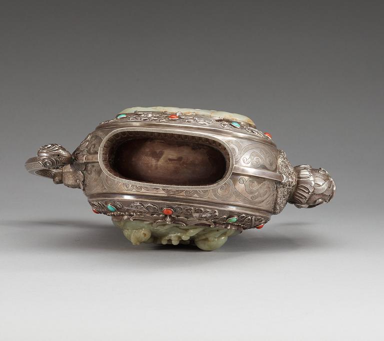 A Ceremonial ewer with cover, Mongolia, presumably late Qing dynasty.