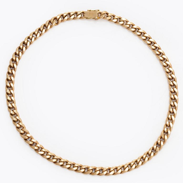 Collier, 14K guld, pansarlänk, med diamanter, Westerback, Helsingfors 1998.