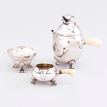 A three piece Georg Jensen 'Blossom' mini coffee set, Copenhagen 1933-44.