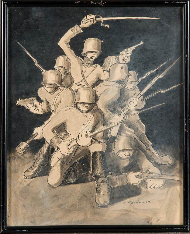 SVEN NYSTRÖM, indian ink, watercolour, signed and dated -24.