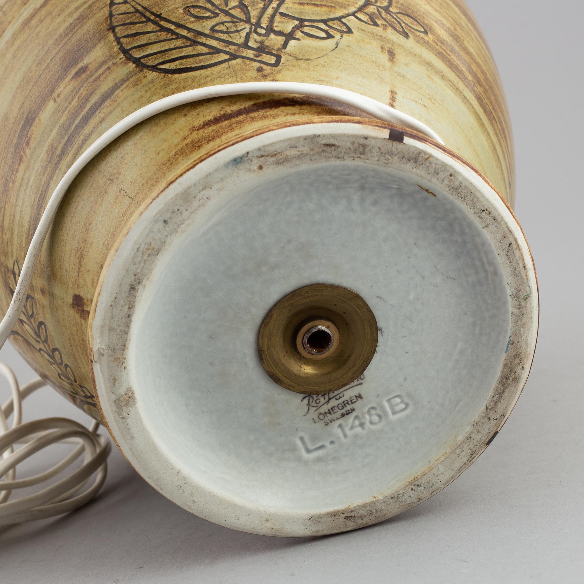 Gertrud Lönegren, a stoneware table light, Rörstrand, 1930's/1940's.