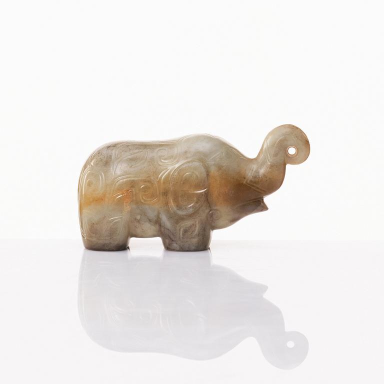 A Chinese nephrite sculpture of an elephant.