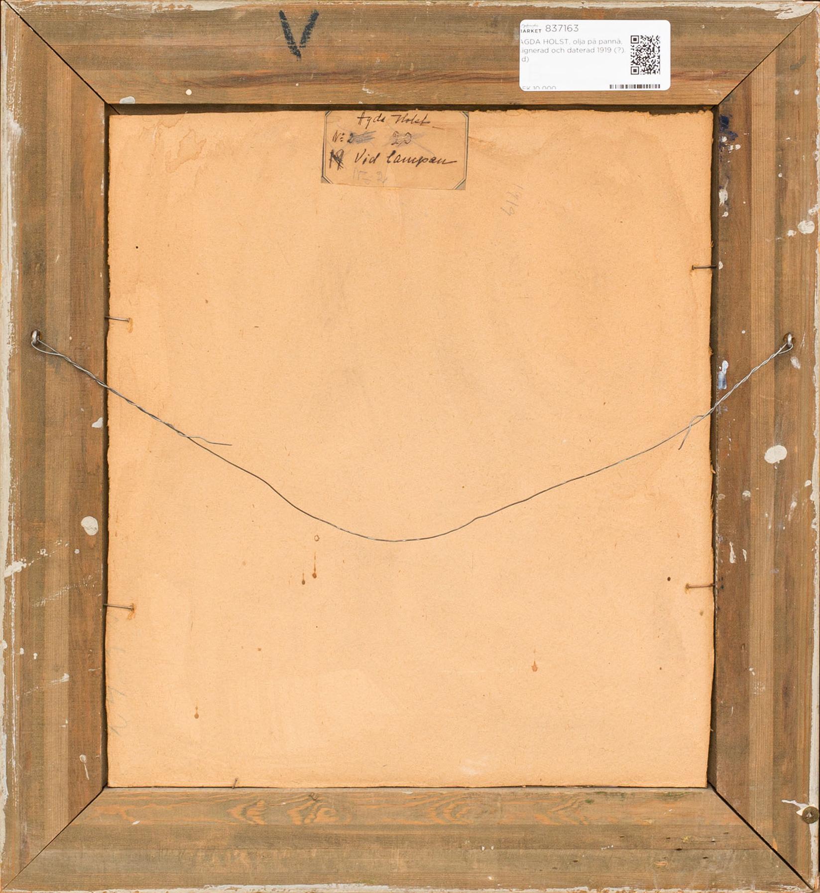 AGDA HOLST, oil on board, signed and dated 1919 (?).