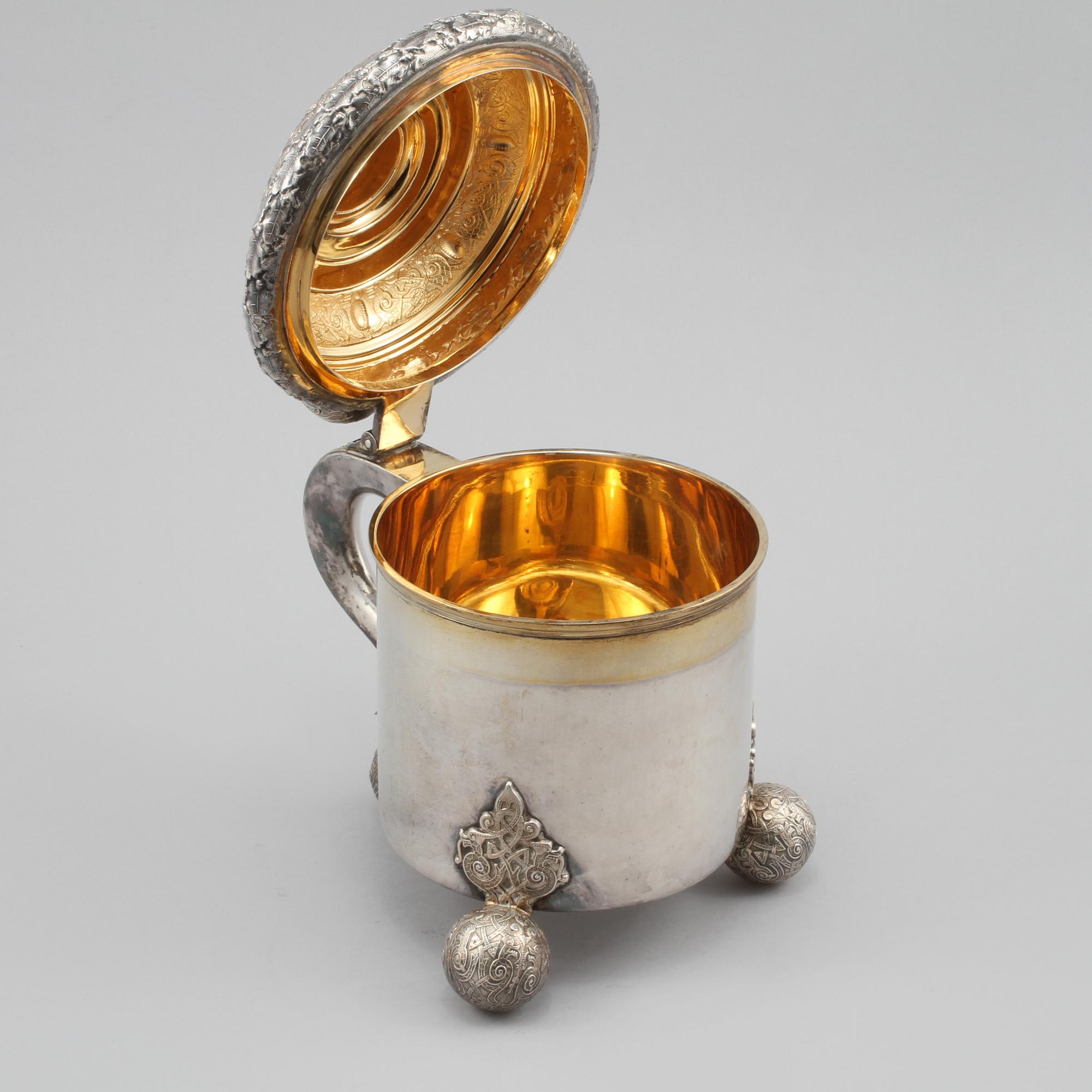 DRYCKESKANNA, silver, barockstil, GAB, Stockholm, 1939, vikt 810 gram.