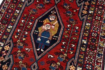 A semi-antique pictoral Mazlagan rug, Northwest Iran, c. 195 x 125 cm.