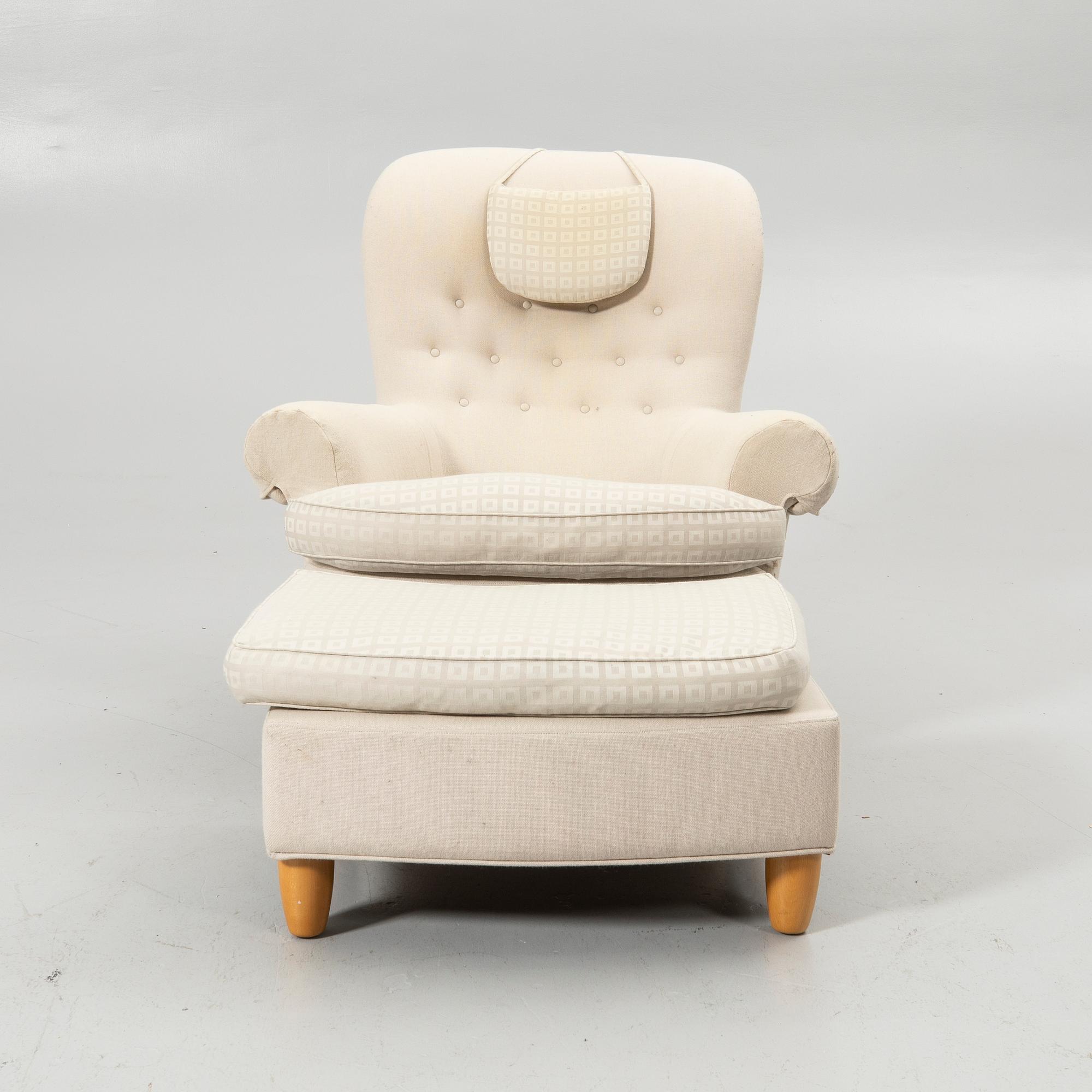 Carl Malmsten, Armchair with footstool, “Jättepaddan”, O. H. Sjögren, Tranås.