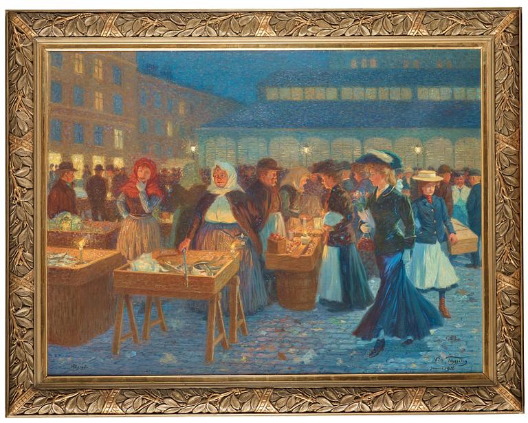 Erik Tryggelin, ERIK TRYGGELIN, oil on canvas, signed Erik Tryggelin and dated Hötorget januari 1910.