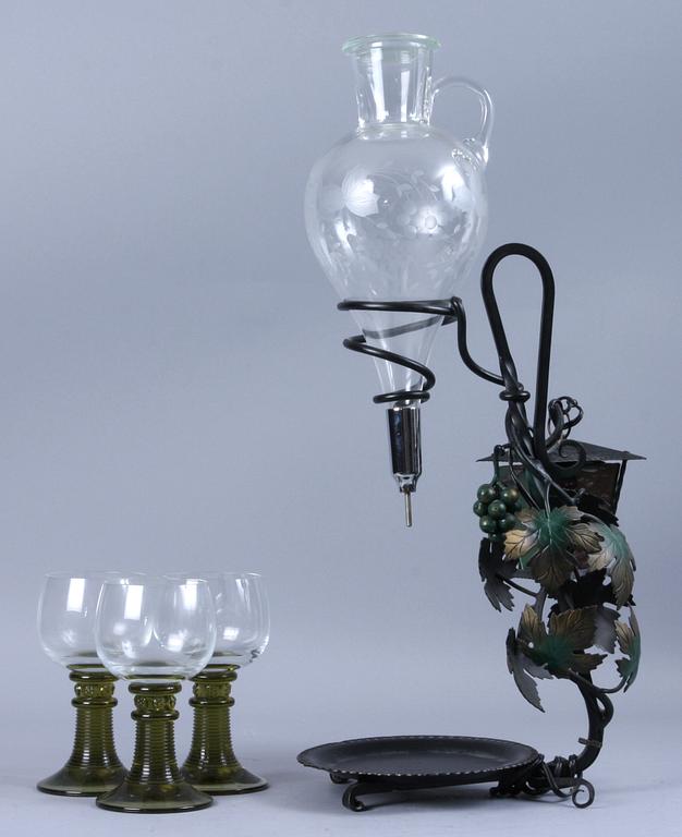 KARAFF samt REMMARE, glas, 1900-talets andra hälft.