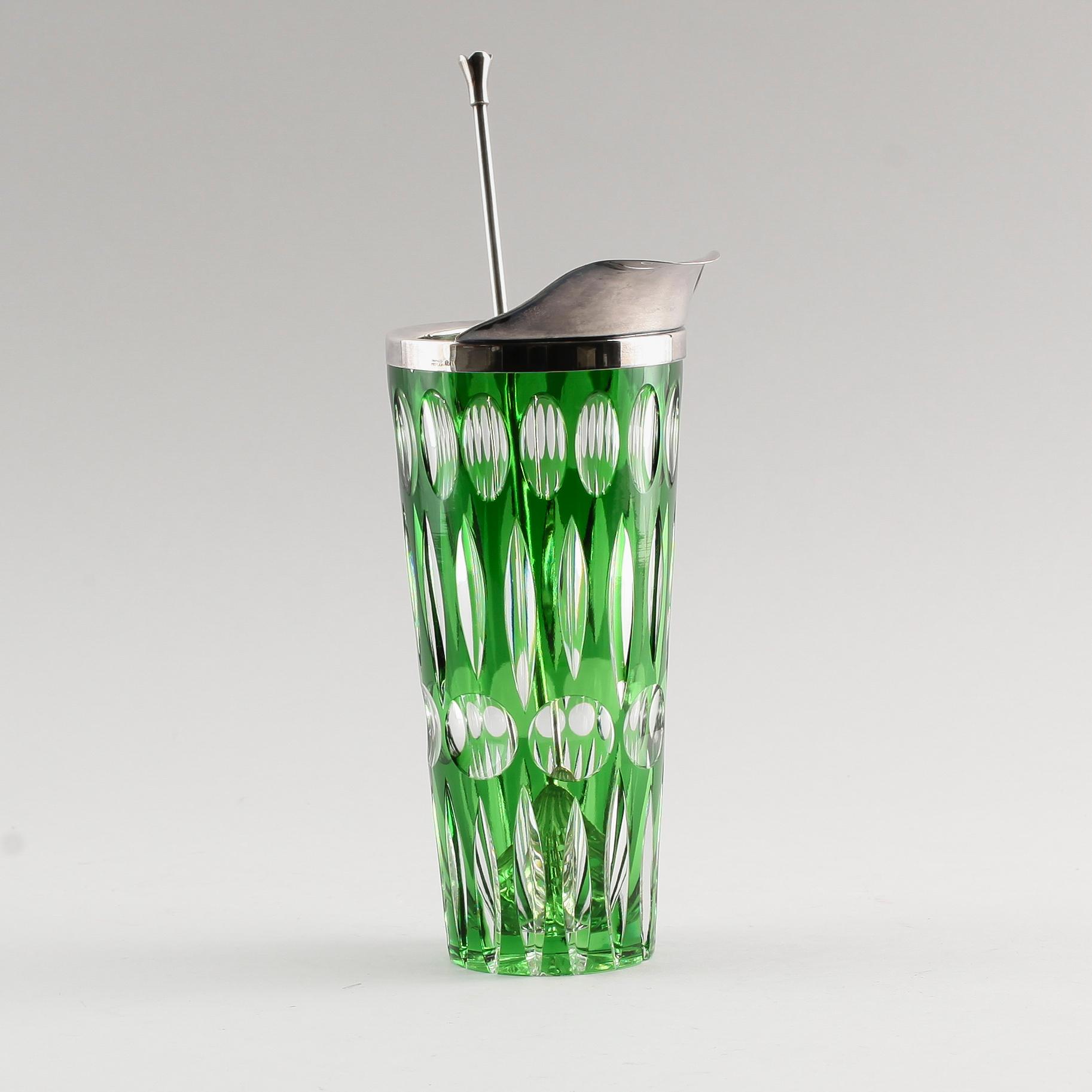 COCKTAILKANNA, glas och nysilver, 1900-talets andra hälft.