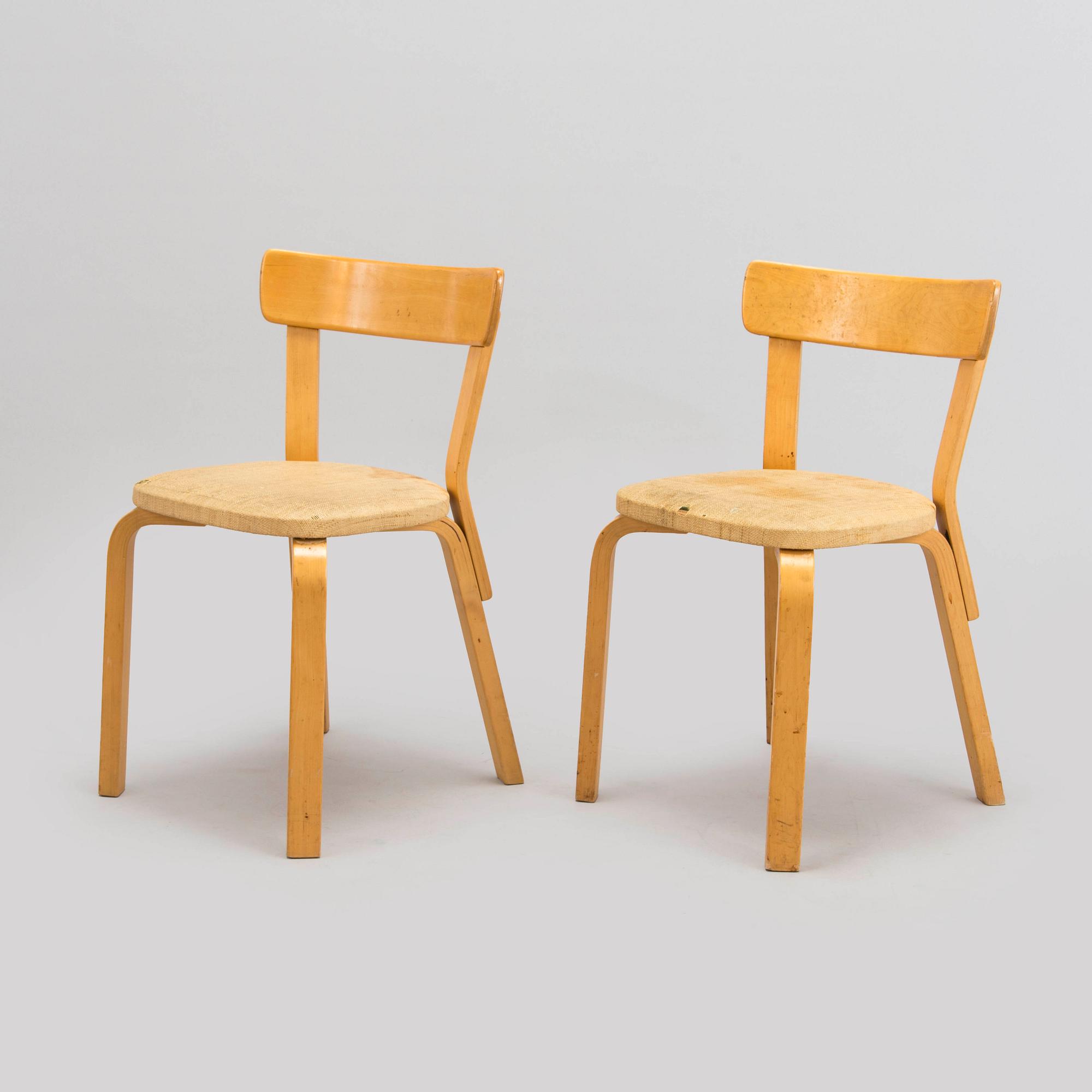 Alvar Aalto, A set of five late 20th century '69' chairs, for Artek, Finland.
