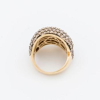 RING 14K gold brown brilliant-cut diamonds approximately 5 ct.