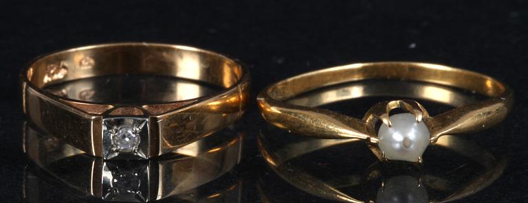 RINGAR, 6 st, 18K guld, tot vikt 14 gram.