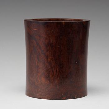 A Chinese wooden brush pot, 20th Century.