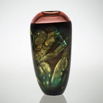 An Eva Englund 'graal' glass vase, Orrefors 1990.