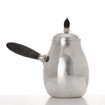 Georg Jensen, a set of three pieces of sterling coffee service, Copenhagen 1925-44 (the sugar bowl 1925-33), design nr 80 A and B.