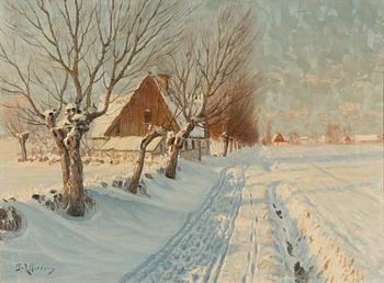 Peter Adolf Persson, Sunlit Winter Landscape, Skåne.