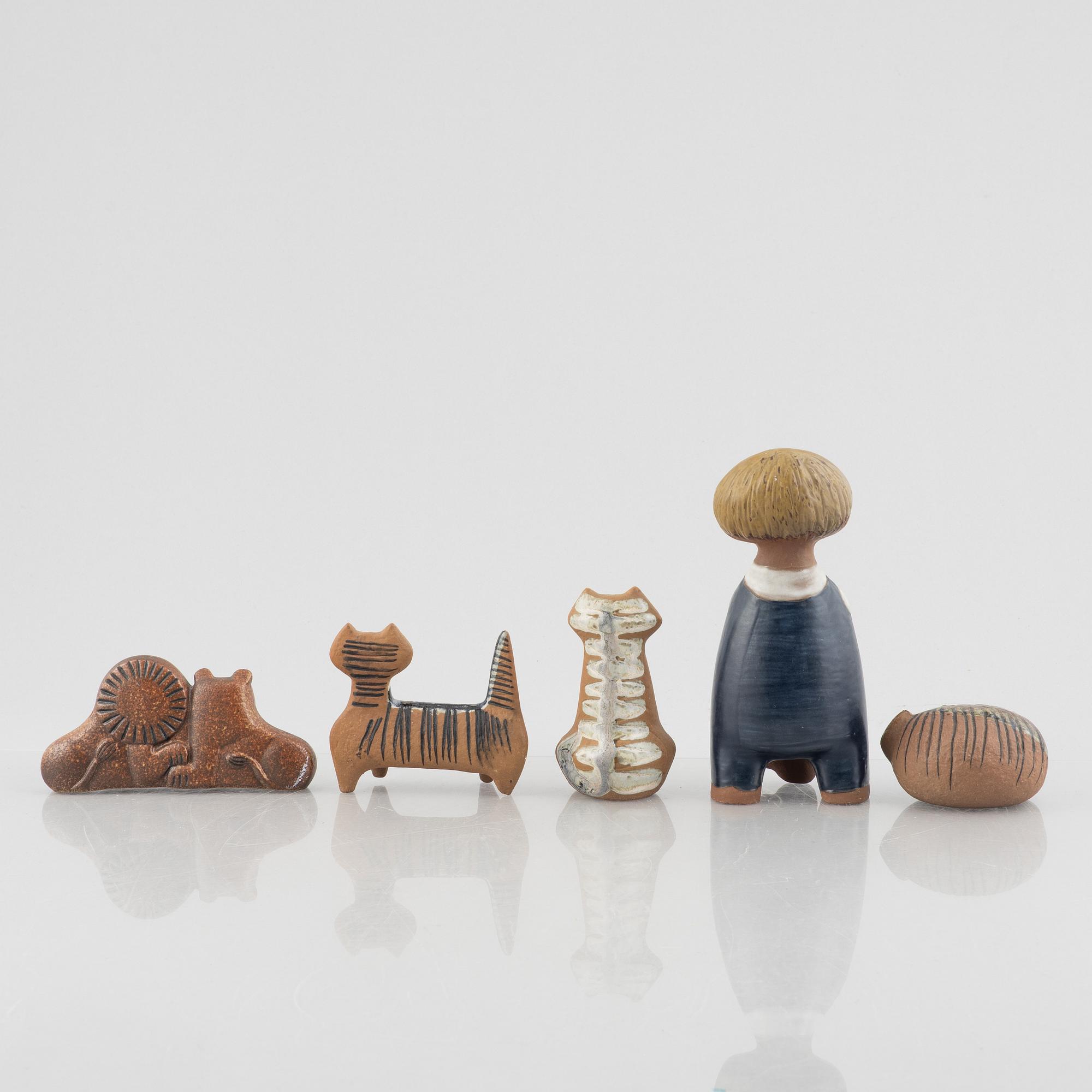 2024-25 秋冬新作  Lisa Larson, figurines, 5 pcs, stoneware, Gustavsberg 置物