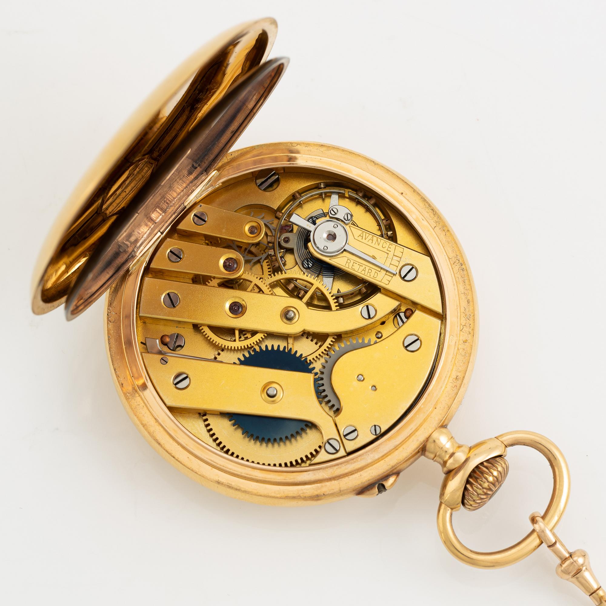 Fickur, 18K guld med kedja, 51 mm.