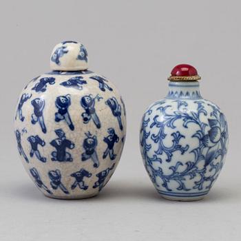 Two blue and white miniature jars, Qing dynasty, 19th Century.