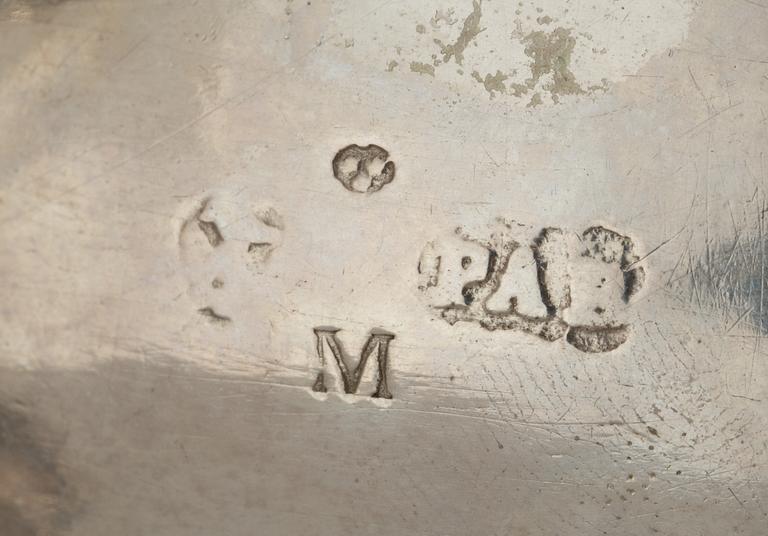 A Swedish 18th century parcel-gilt salt, makers mark of Petter Åkerblom, Marstrand 1770.