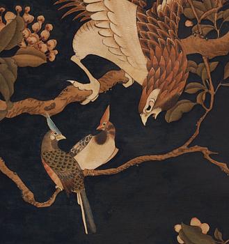 A Chinese wall paper, gouache on paper, Qing dynasty (1644-1912).