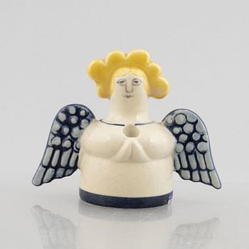 Lisa Larson, three stoneware candlesticks "Julius", "Juliana", "Angel" aswell as a bowl "Guldknopp",  Gustavsberg.