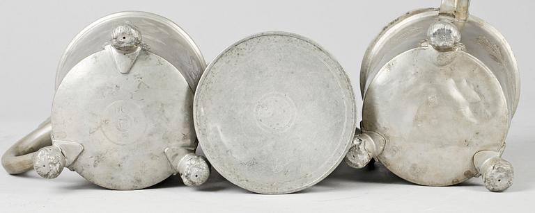 STOP, 3 st, tenn, otydliga mästarstmäplar, 1800-tal.