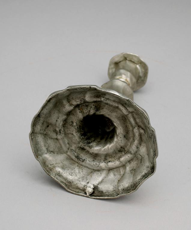 LJUSSTAKE, tenn, rokoko, Eric Pettersson Krietz, Stockholm 1759.