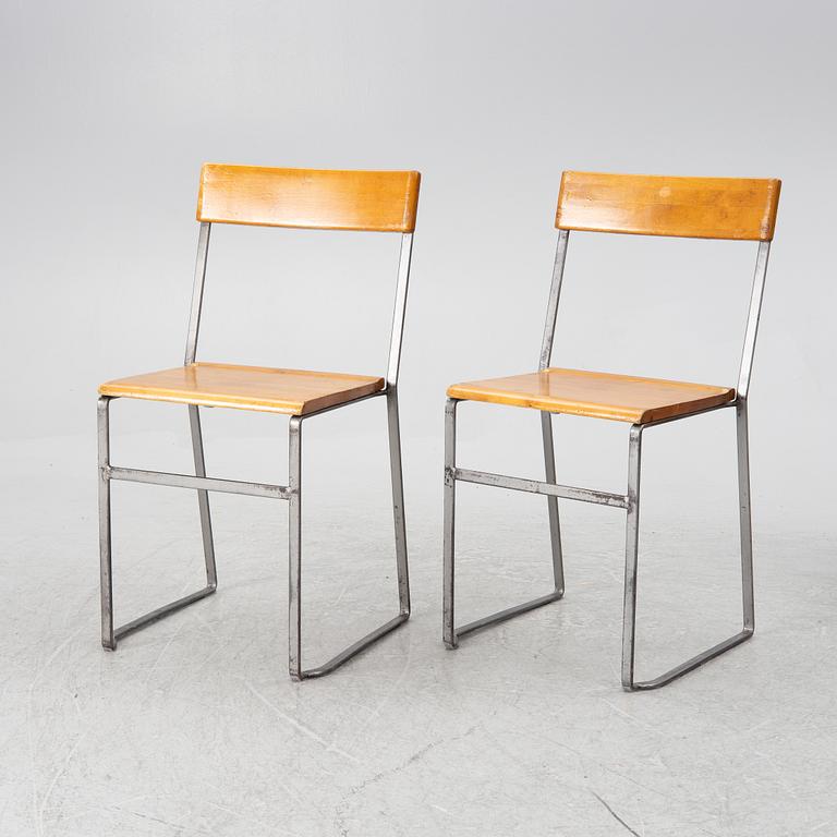 Chairs, 6 pcs, "Chair 10", mid-20th century. Grythyttan's steel furniture. First half of the 20th century.