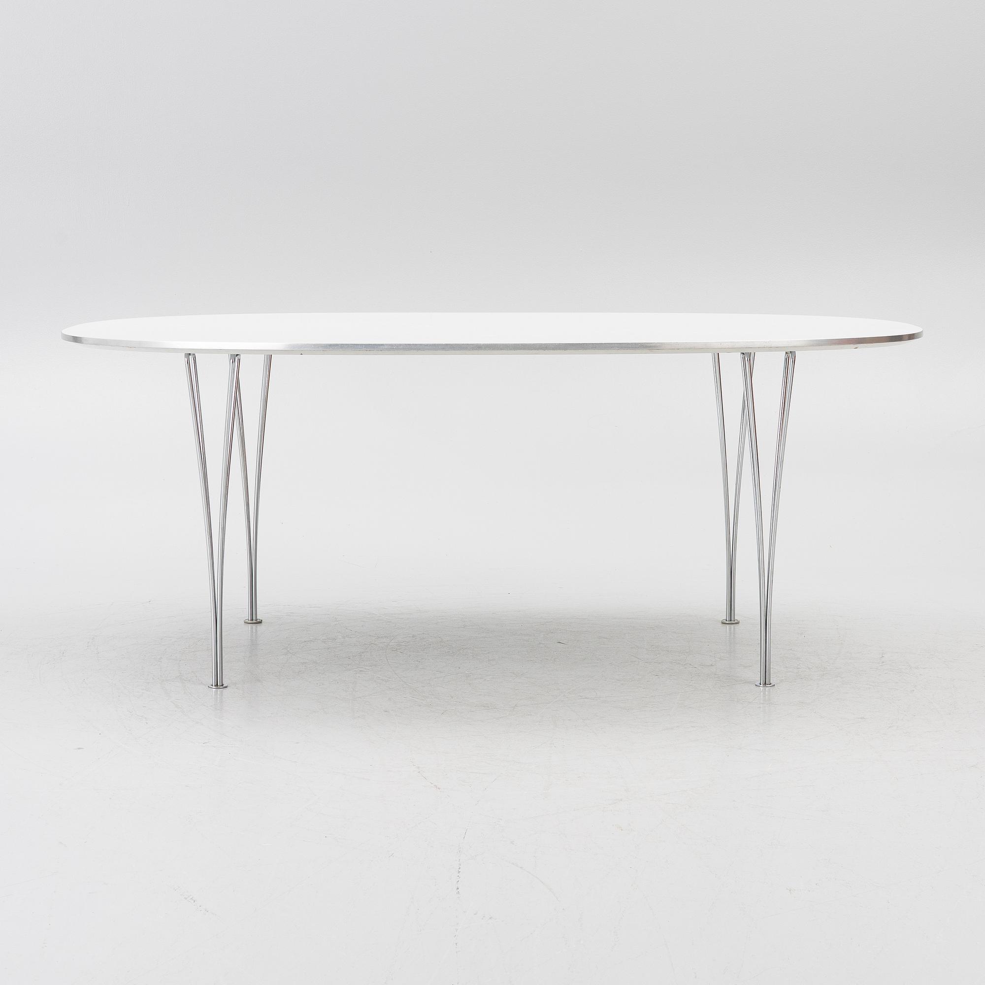 Bruno Mathsson, & Piet Hein, a dining table, 'Superellipse', Fritz Hansen, Denmark, 1988.