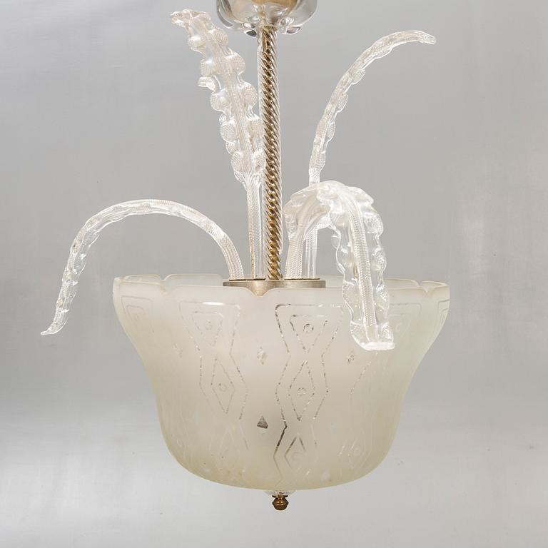 A probably Fritz Kurtz, ceiling lamp Orrefors, 1940/50s.