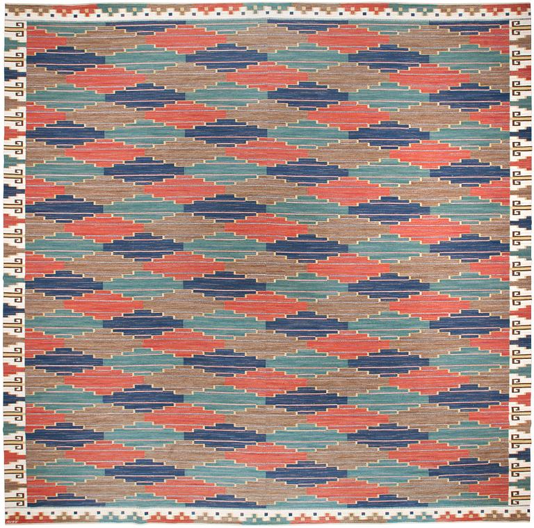 Märta Måås-Fjetterström, CARPET. "Blå heden". Flat weave (rölakan). 576,5 x 569 cm. Signed AB MMF.