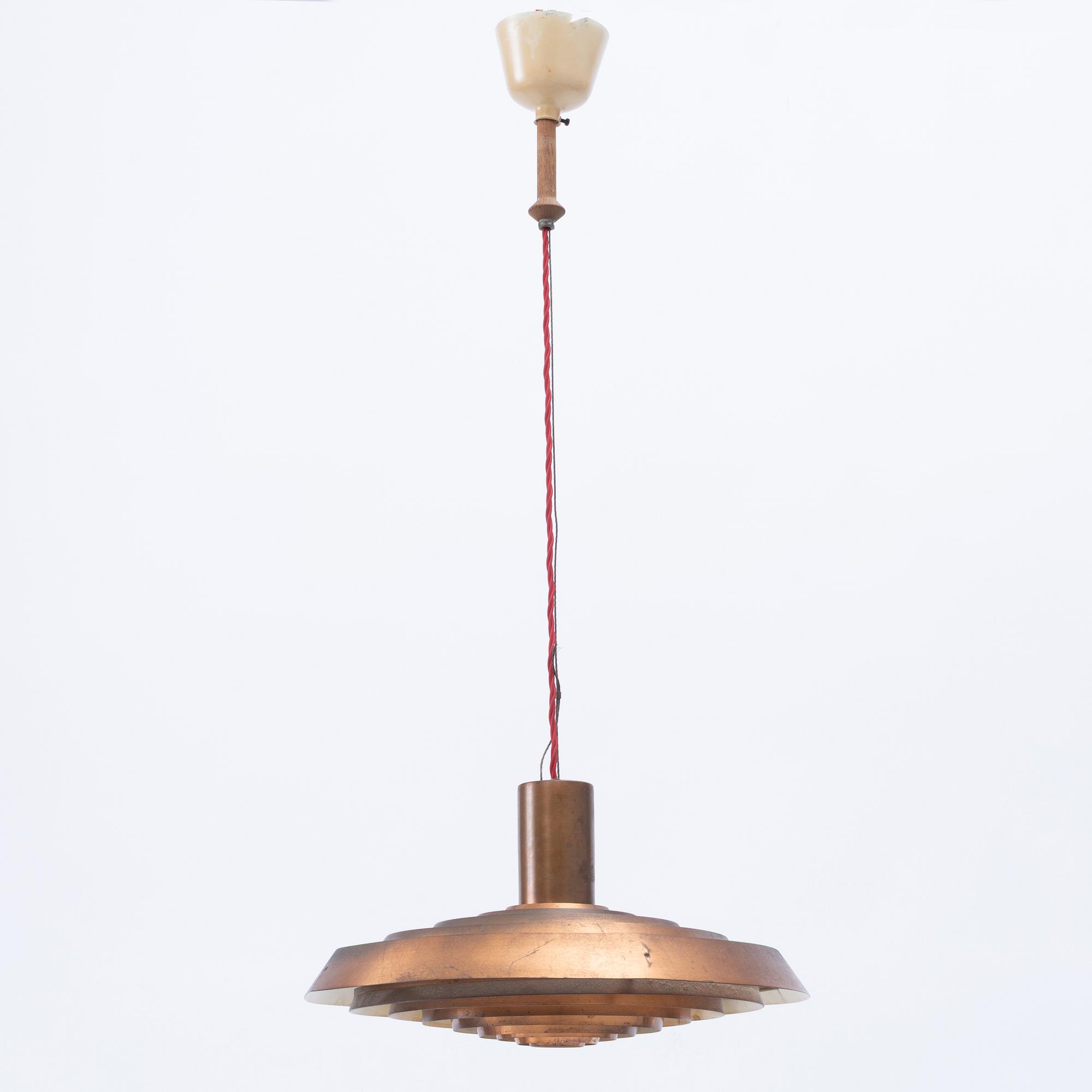 Poul Henningsen, a copper ceiling lamp "PH Tallerken", Louis Poulsen Denmark, second half of the 20th century.