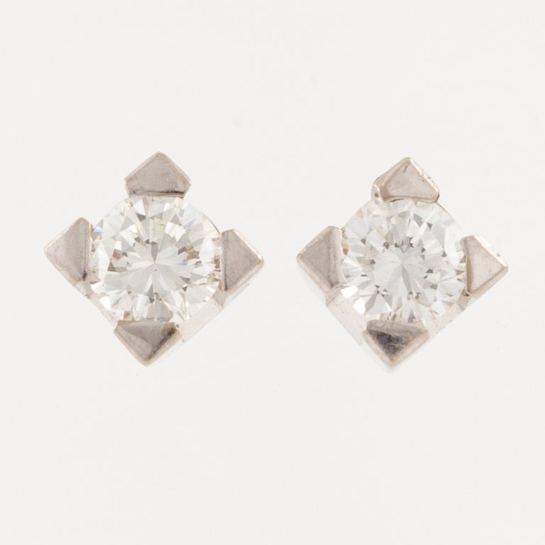 Earrings, a pair, 18K white gold with brilliant-cut diamonds.