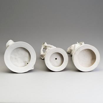 FIGURER, tre st, parian, Gustafsberg, sekelskiftet 1900.