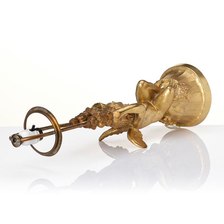 Alice Nordin, a gilt bronze Art Nouveau table lamp, Sweden, ca 1900.