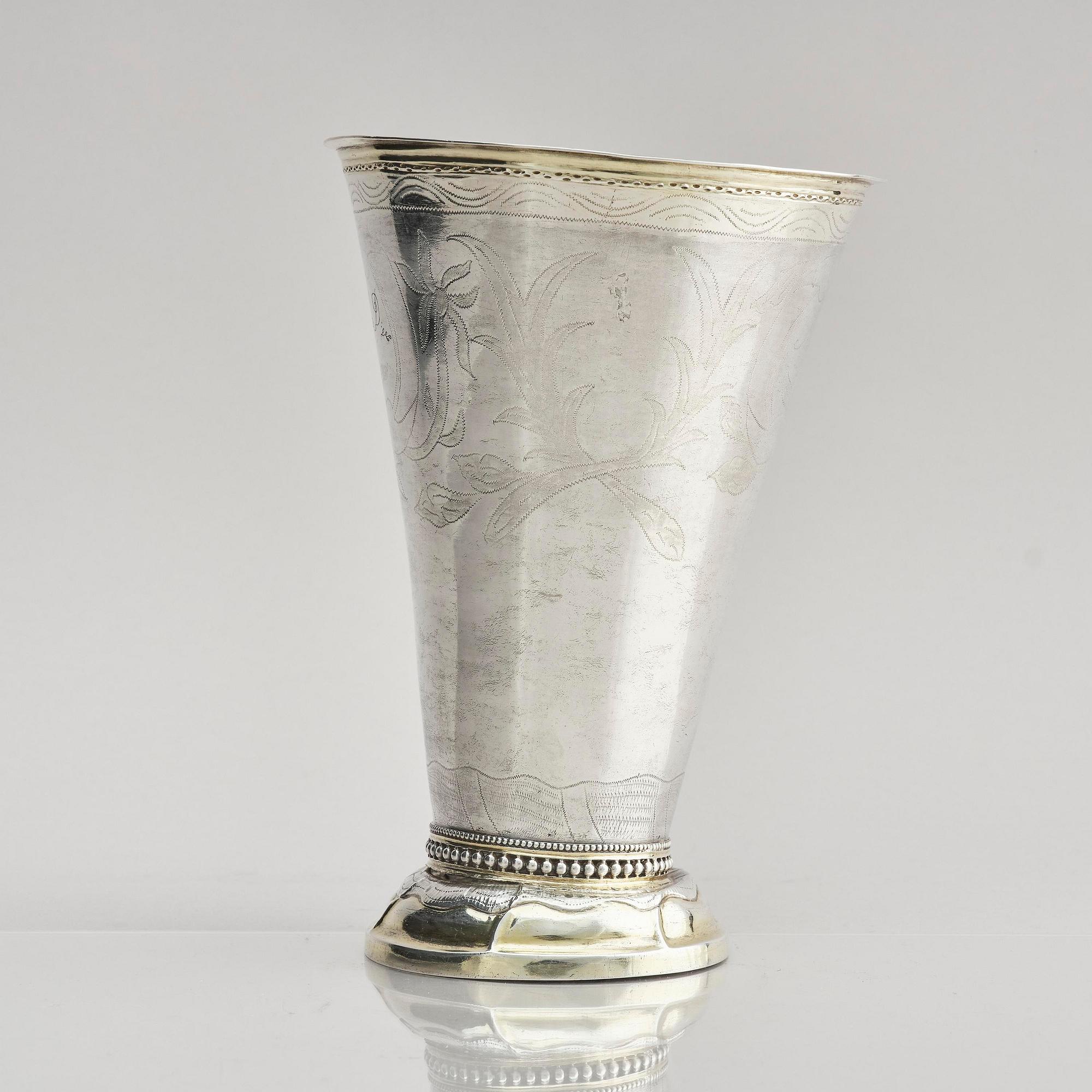 A Swedish parcel-gilt silver beaker, mark of Erik Lemon, Uppsala 1789.