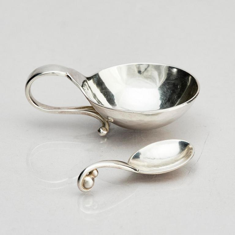 Georg Jensen, salt cellars with spoons, silver, 6 pcs, design no. 110, Copenhagen.
