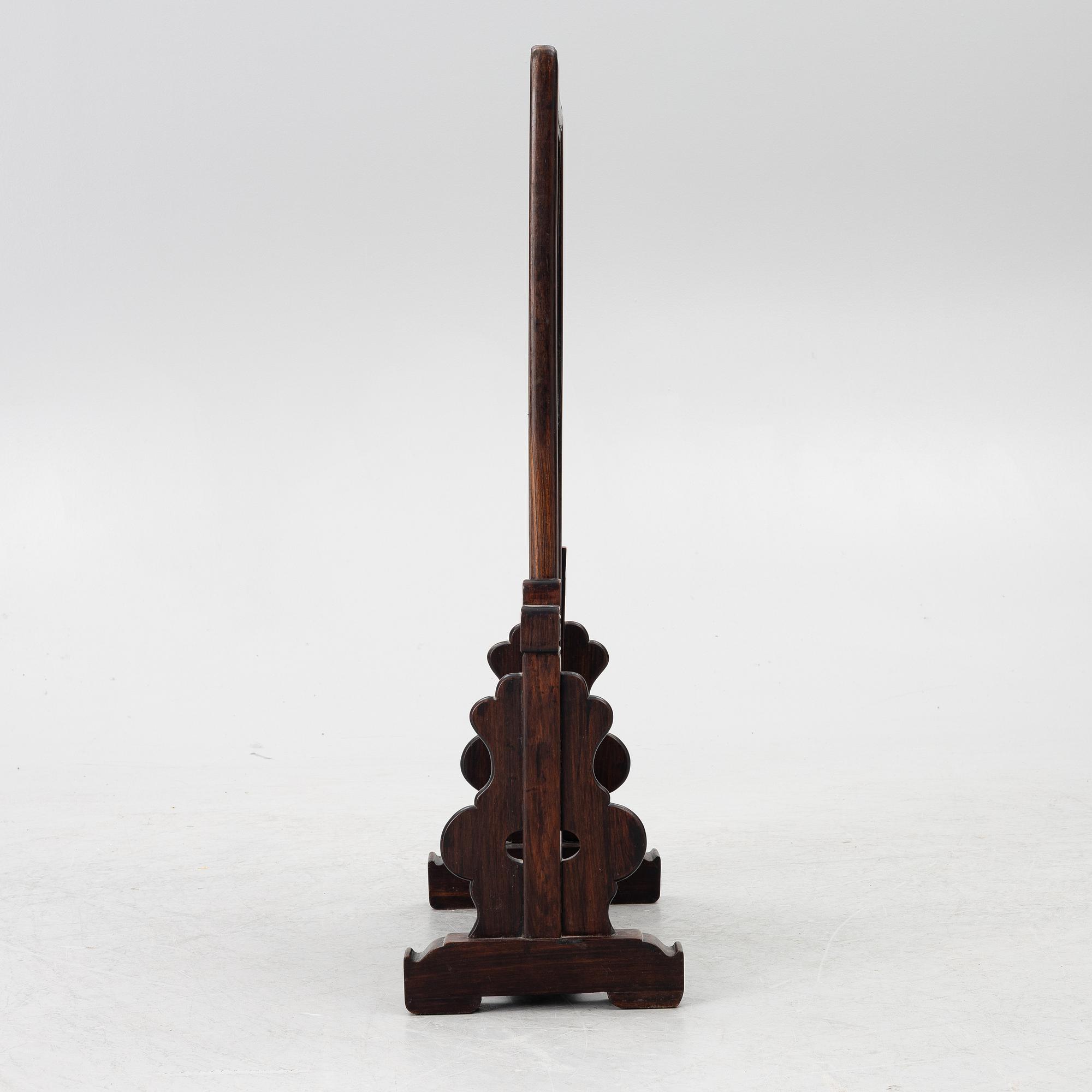 A large Chinese hardwood table screen/mirror, 20th century.