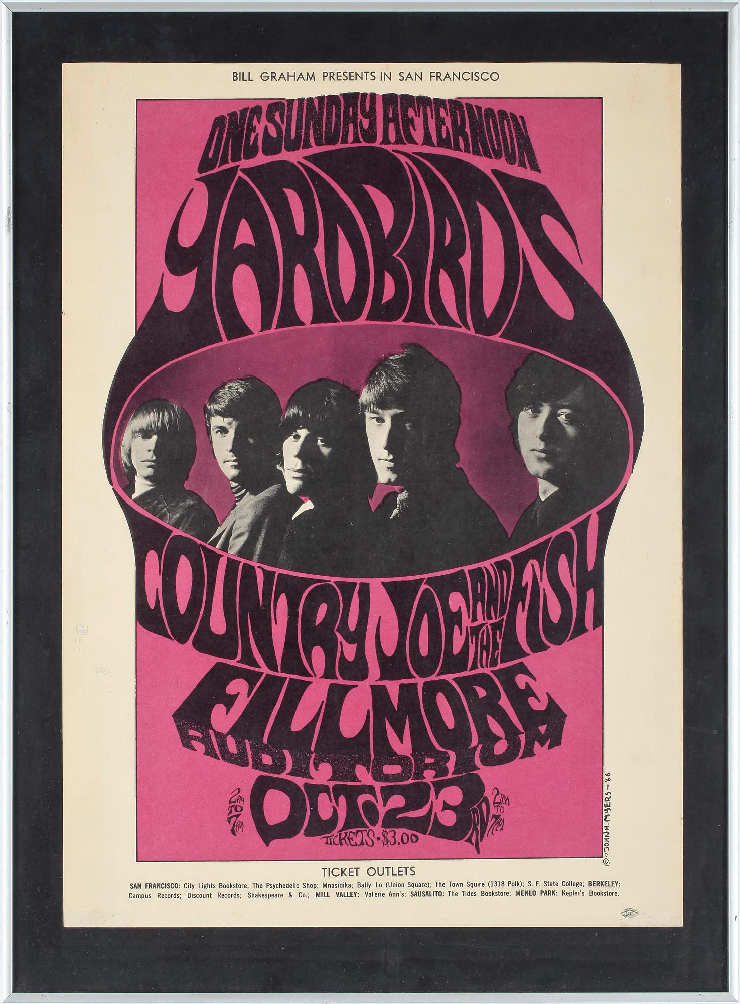 KONSERTAFFISCH, Yardbirds, San Francisco 1966.