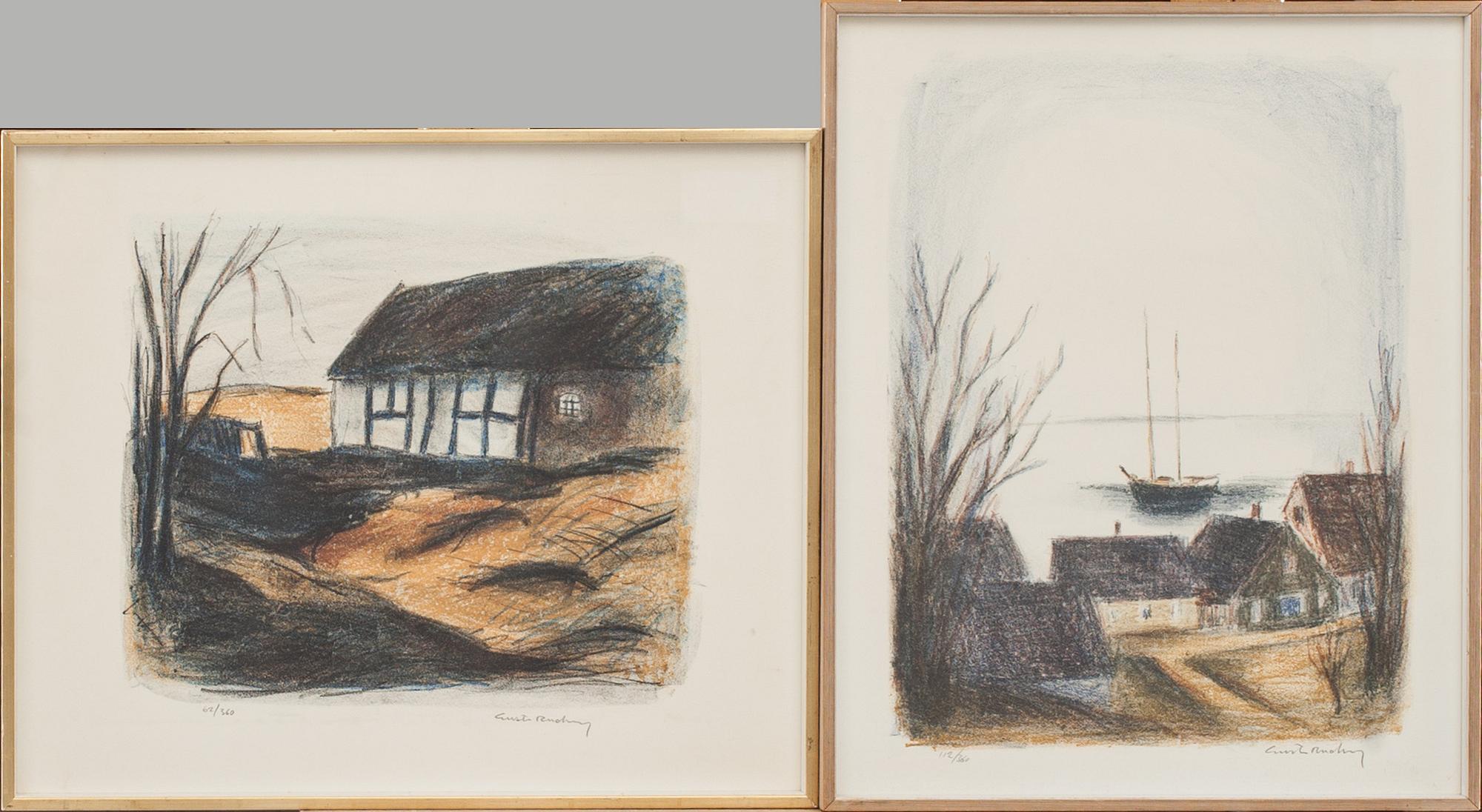 GUSTAV RUDBERG, färglitografier, 2 st, signerade och numrerade 112/360 resp 62/360.