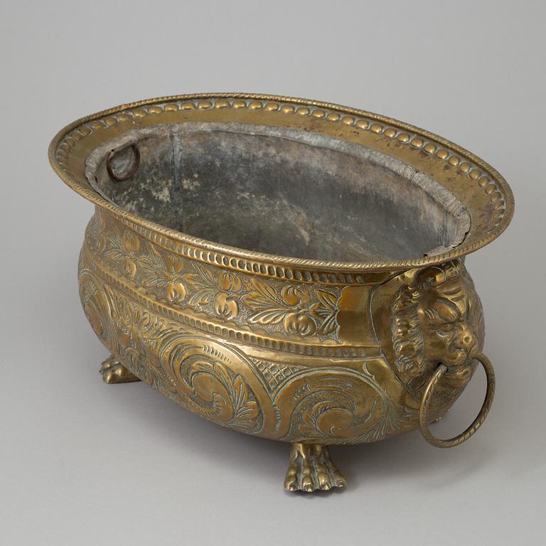 A 18th century brass jardiniere.