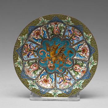 187. A Russian small silver and enamel bowl, mark of Fedor Rückert, Moscow 1899-1908.