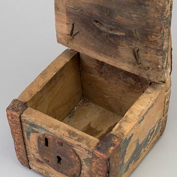 A WOODEN COLLECT BOX,
Probably 17th century.