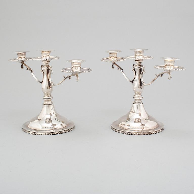 CANDELABRA, a pair, sterling silver, Mexico. Second half of the 20th century.